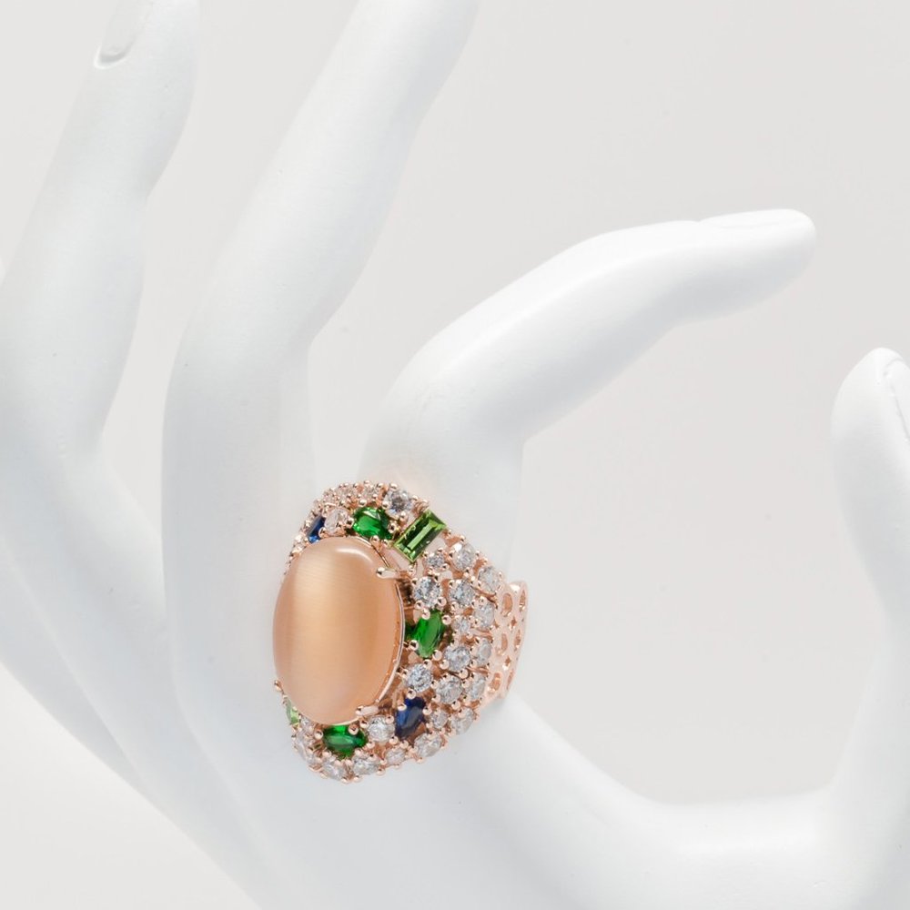 The Showstopper Multi Crystal Rose Gold Plated Statement Cocktail Ring